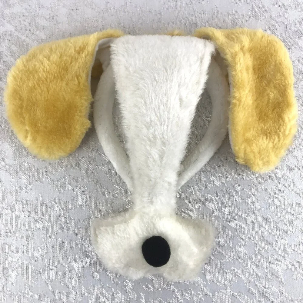 Dog Novelty Maya-Lulu Mask with Headband and White and Gold Faux Fur One Size